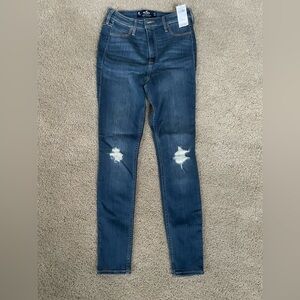 Hollister Dark Blue Distressed Skinny Jeans